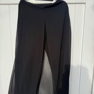 NWT Prelude silky pants with sheer flowing fabric over, Blk sz M,